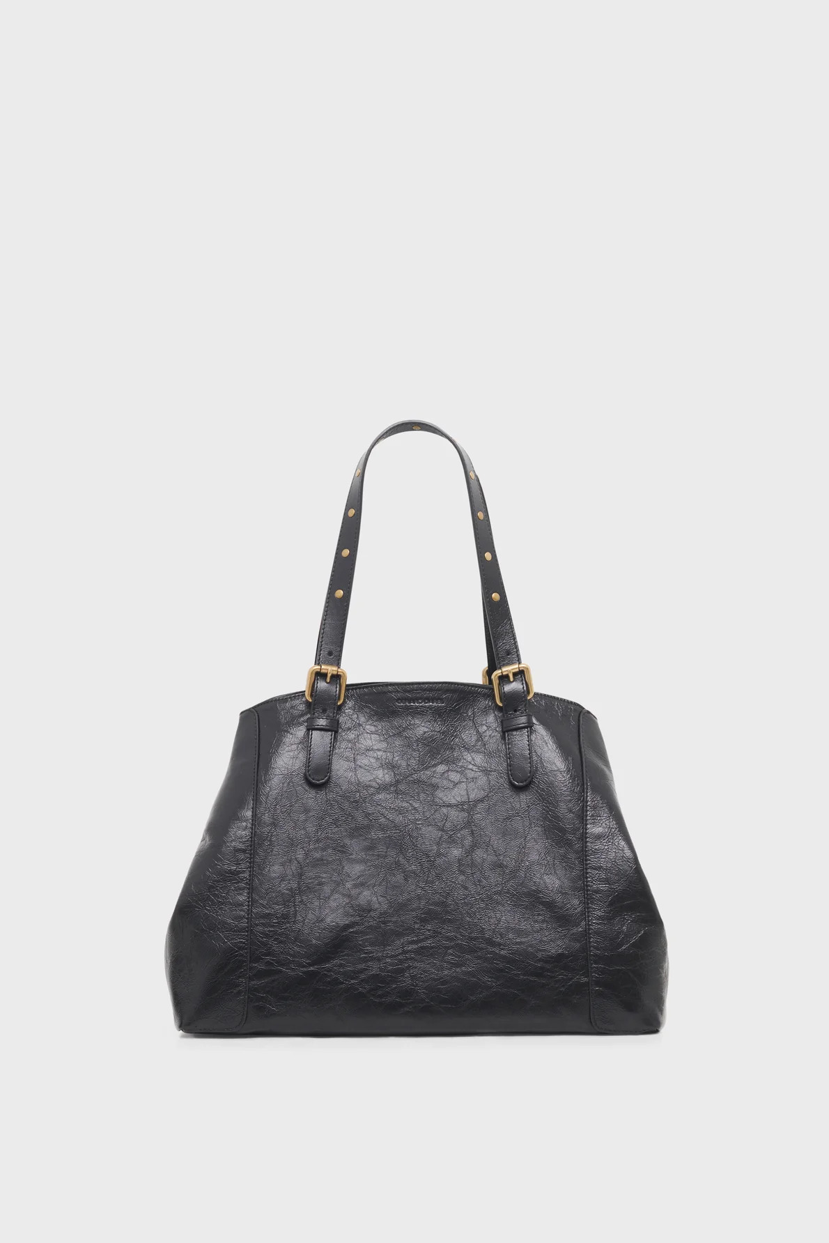 SIMPLE BAG - Черная сумка-тоут из кожи с мятым эффектом