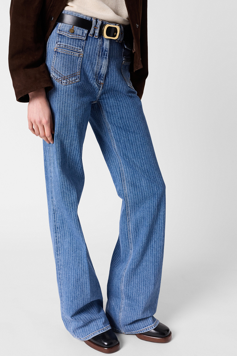 ANNA - Расклешенные джинсы в тонкую полоску