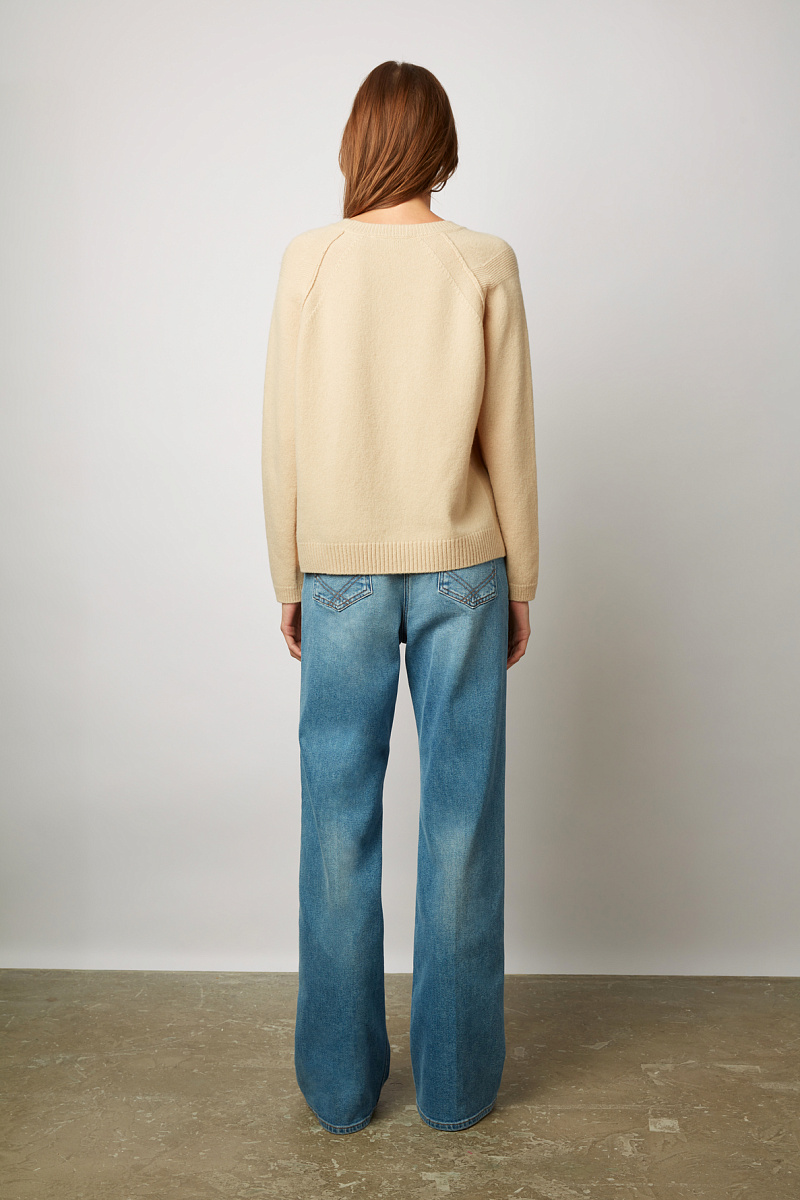 LINON - Однотонный шерстяной пуловер ажурной вязки