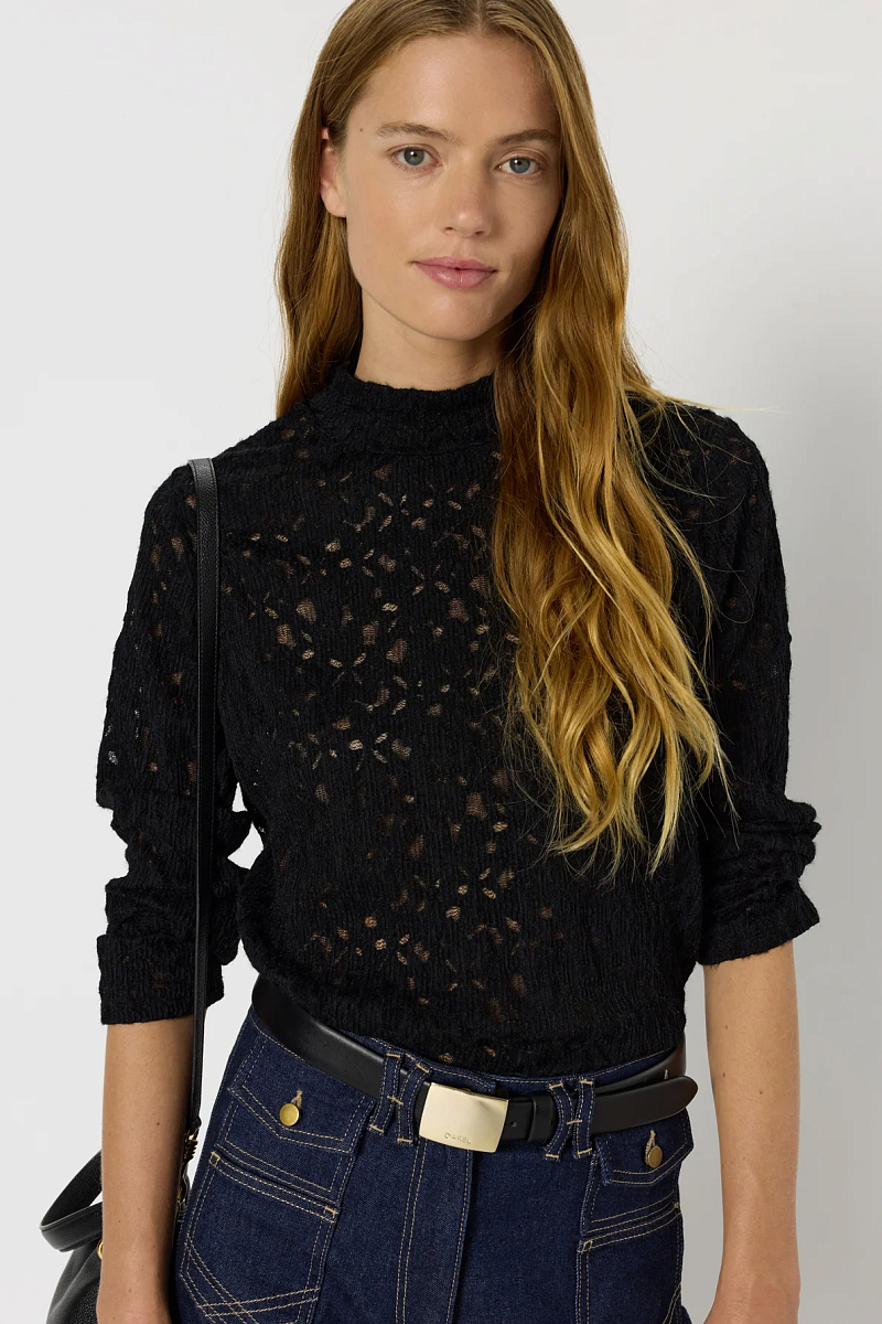 HARMONIE - Тонкая кружевная водолазка с высоким воротником