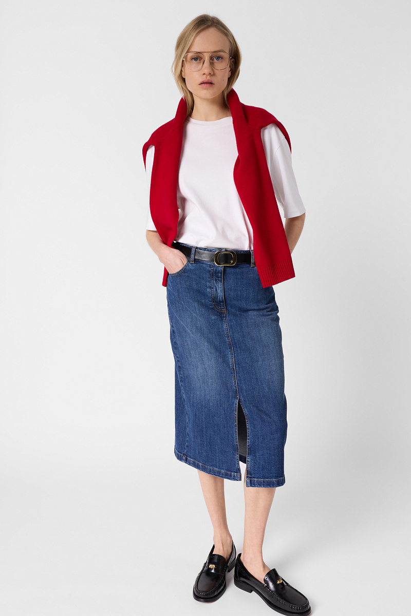 JANAELLE - Прямая джинсовая юбка длины миди