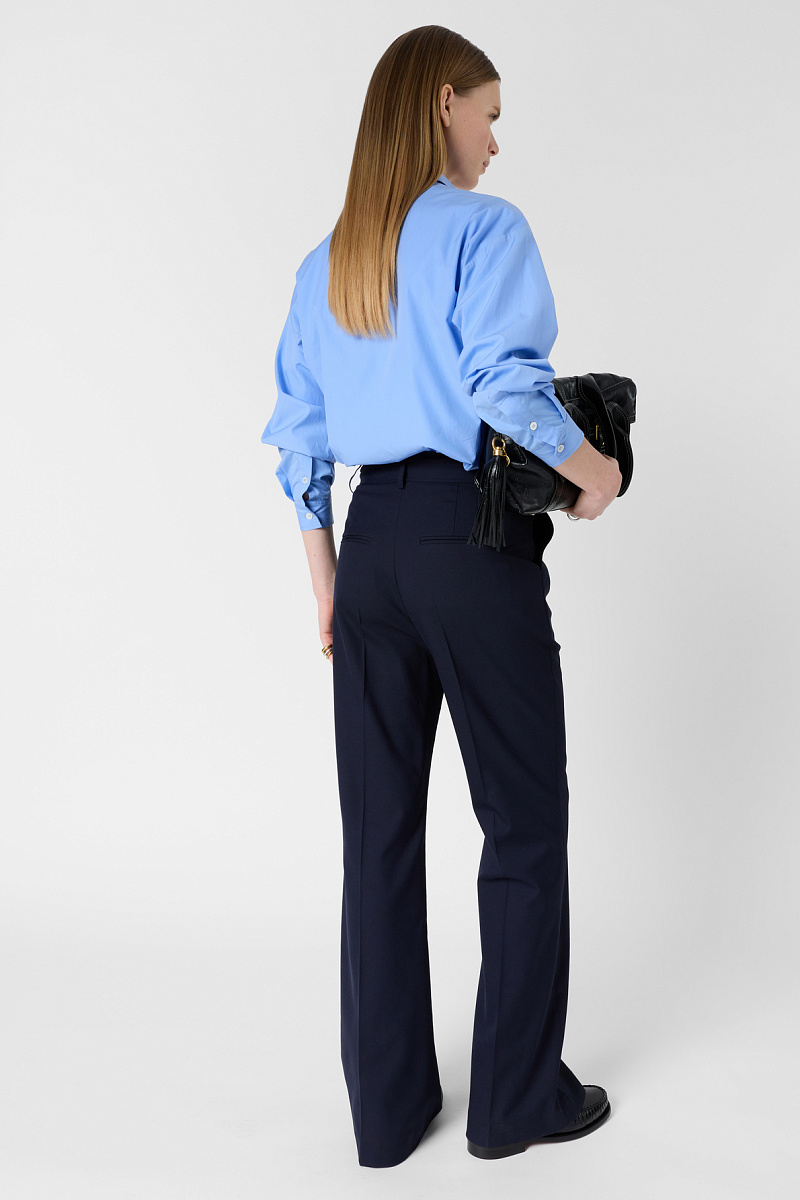 ALIYAH - Костюмные брюки прямого кроя темно-синего цвета