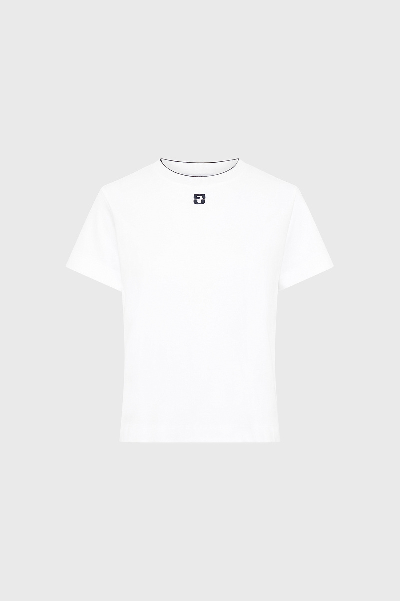 MAVIE - Белая футболка из хлопка с черными элеменами