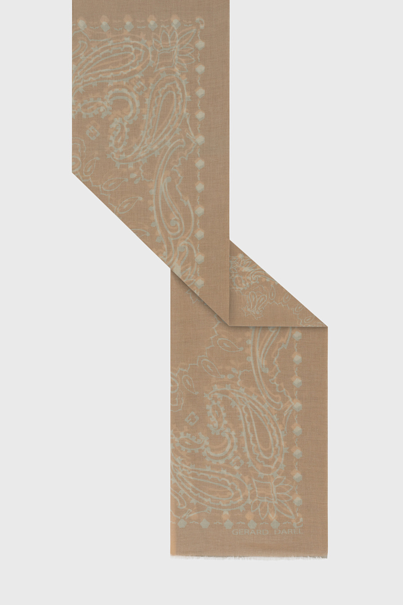 DORINE - Бежевый шарф из хлопка с принтом
