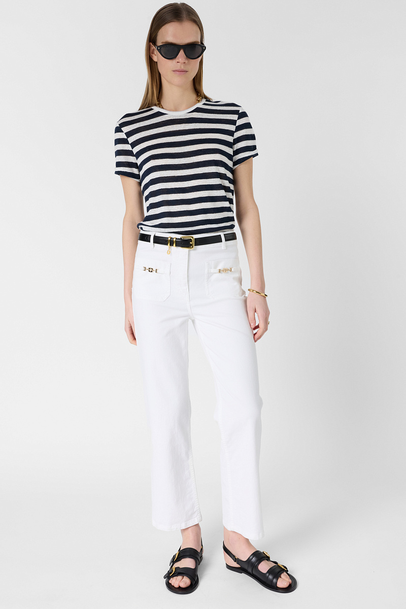 MELLINA - Синяя футболка в полоску из льна