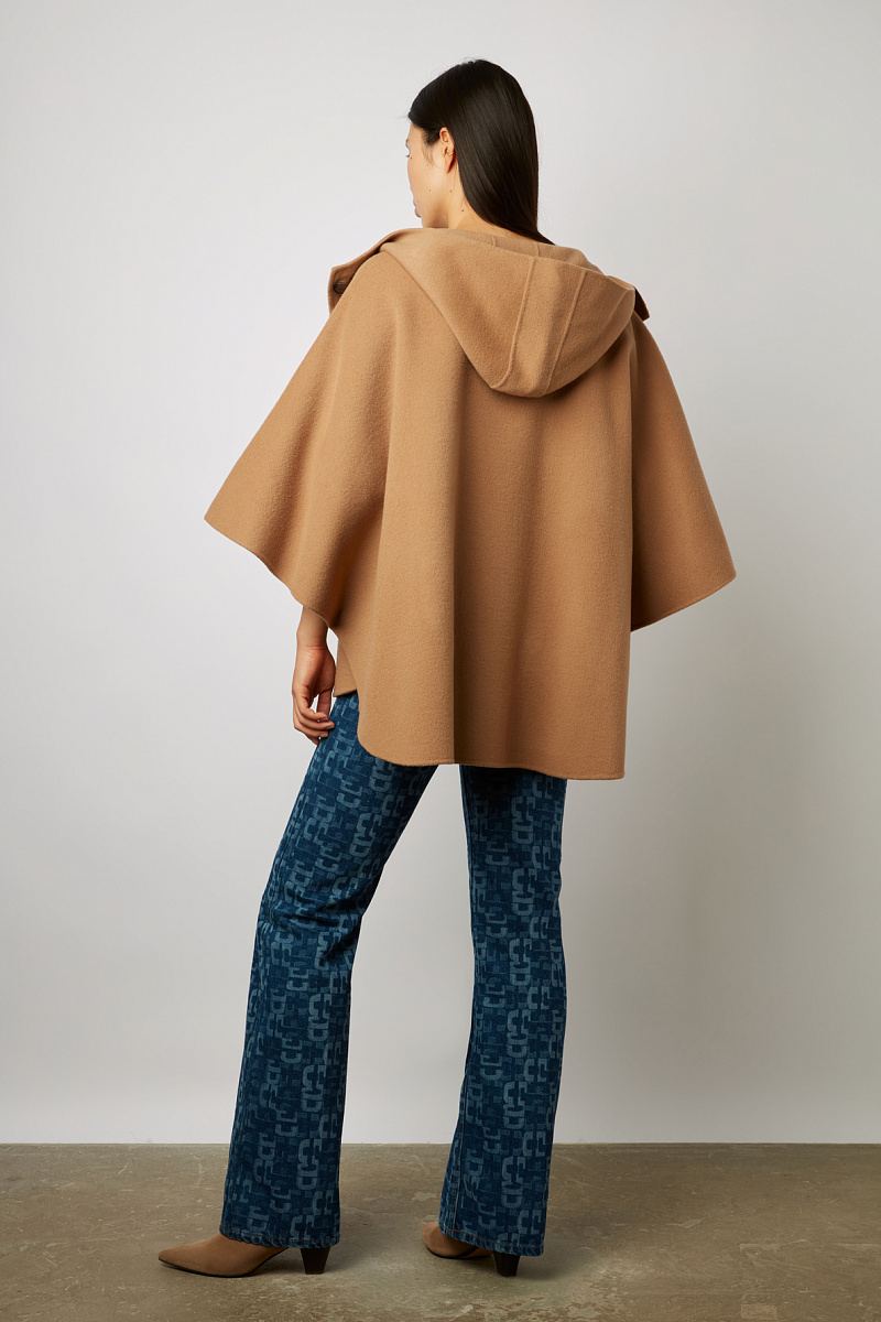 SIANA - Пальто в стиле пончо с капюшоном из тонкой шерсти