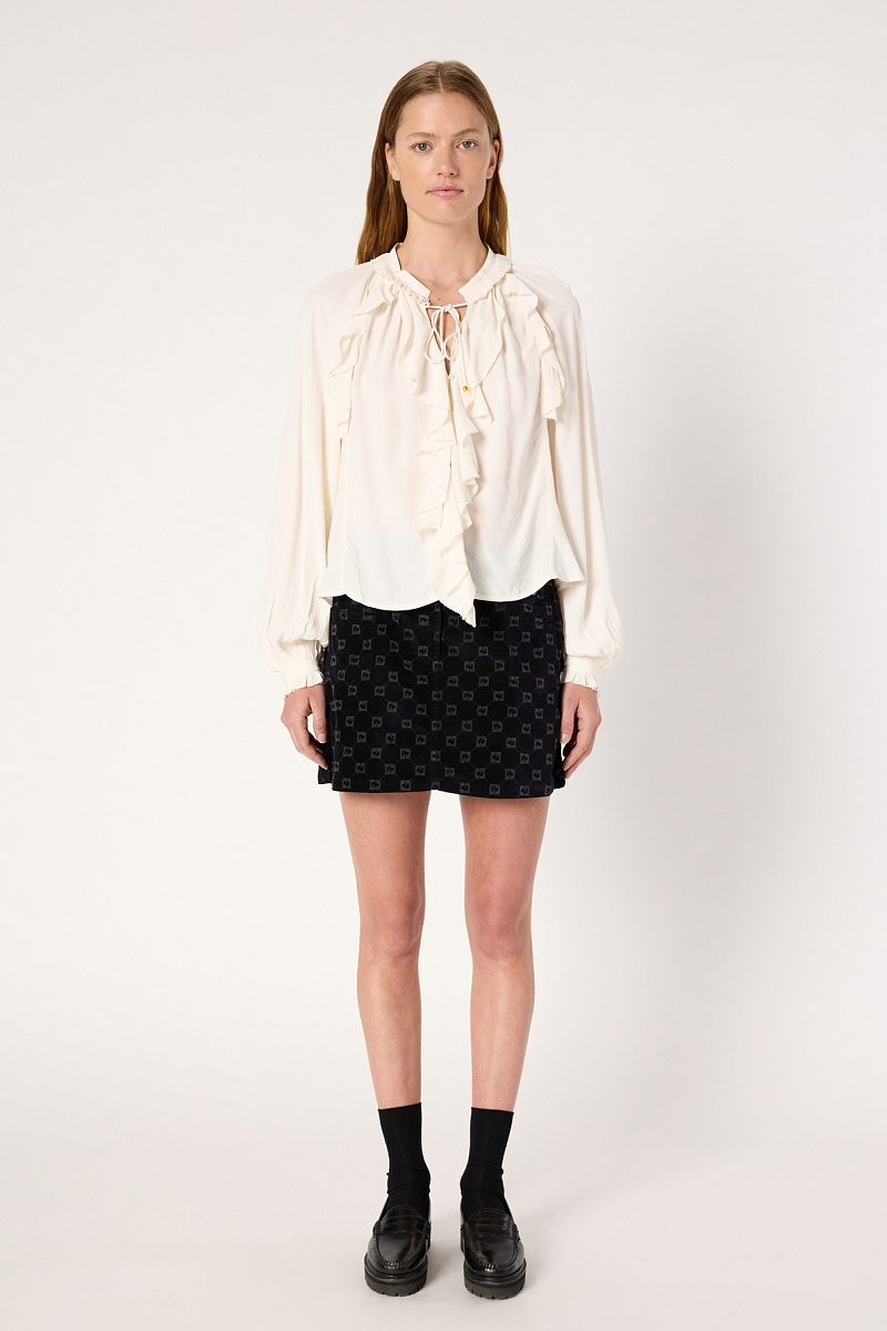 AGNELLA - Блуза из сатинового крепа с оборками