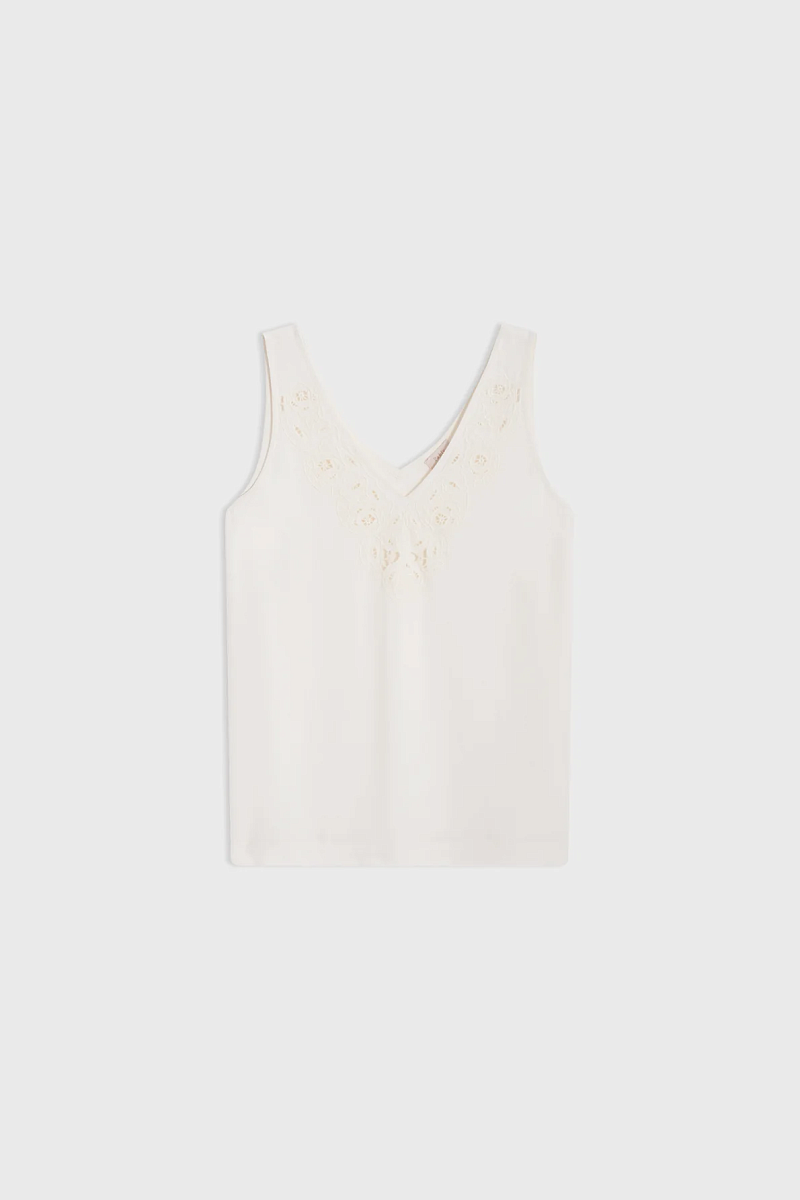 CHRISTELLE - Белый топ с ажурной вышивкой