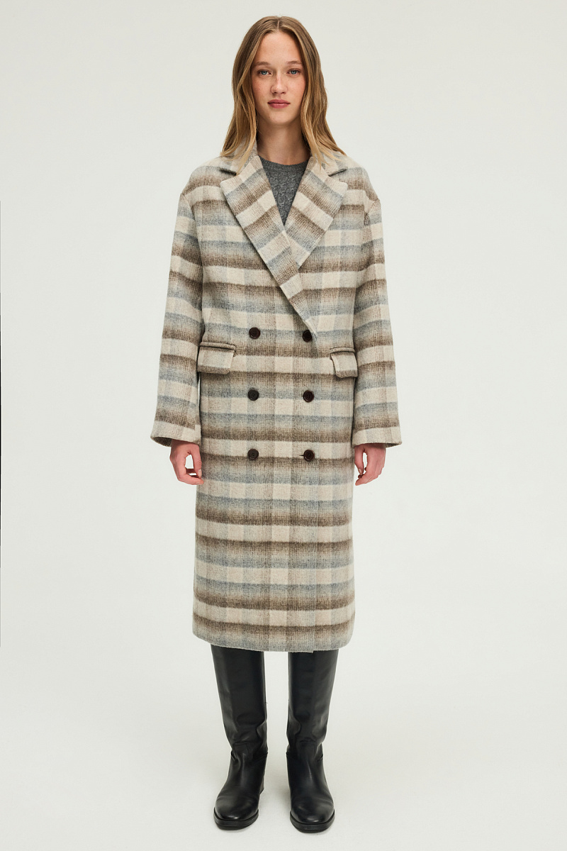 MYRIELLE - Длинное двубортное пальто в клетку
