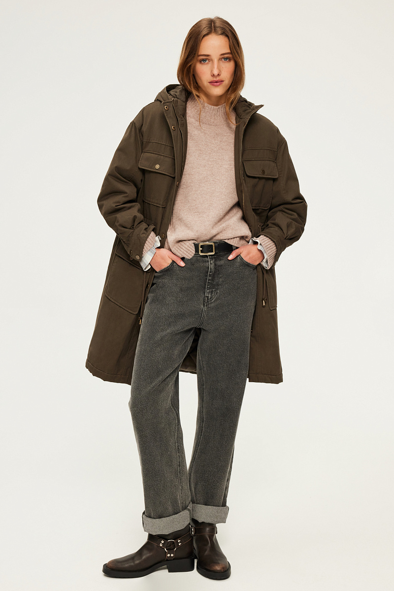 LISE - Парка с капюшоном в цвете хаки