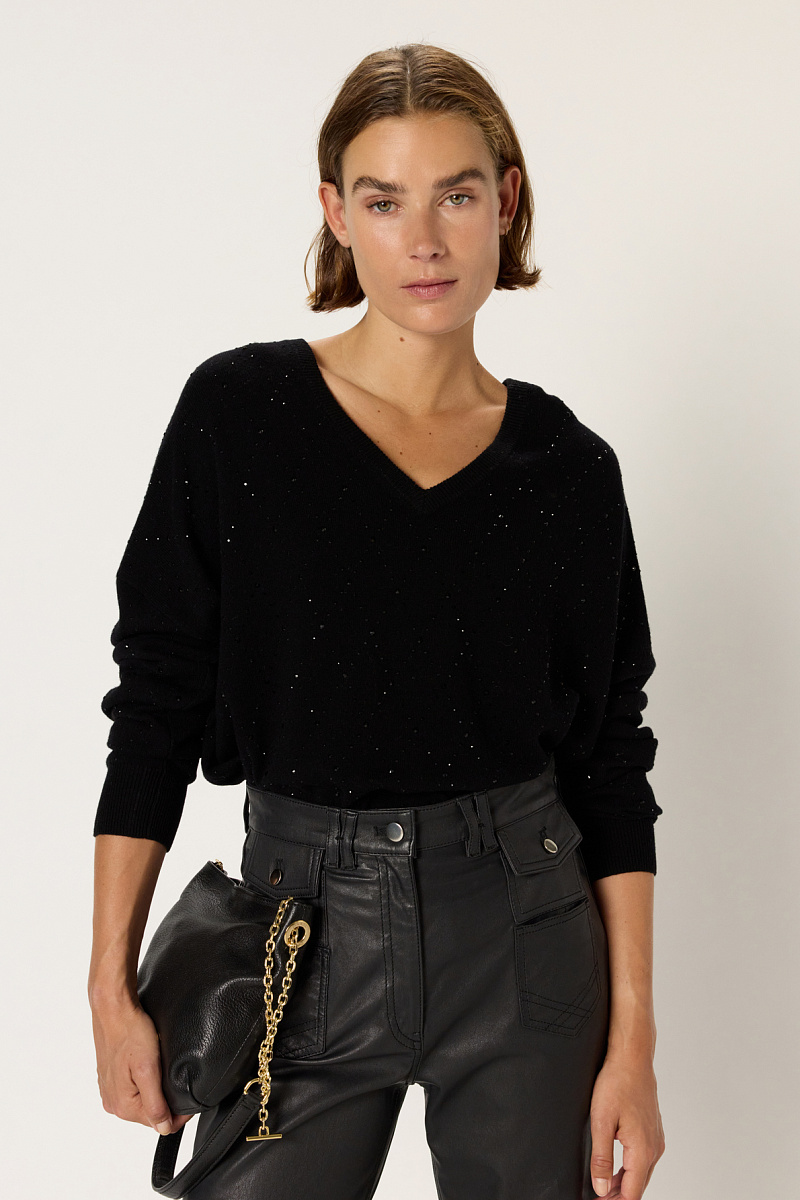 EDWIGE - Пуловер из 100% шерсти со стразами