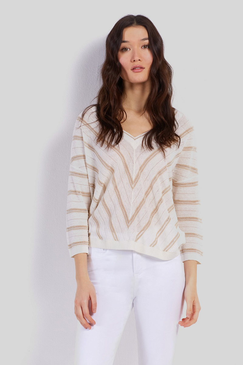 LAISA - Полосатый пуловер из льна и шелка