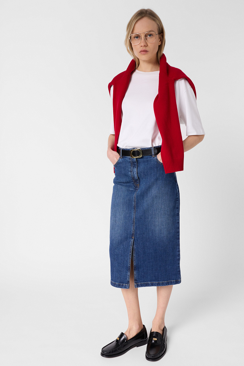 JANAELLE - Прямая джинсовая юбка длины миди