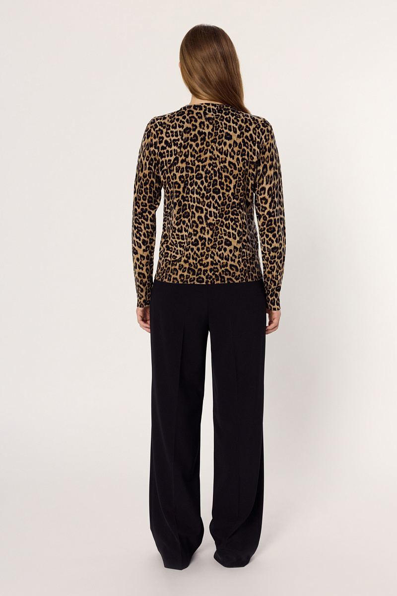ELODIE - Кардиган из 100% шерсти с леопардовым рисунком
