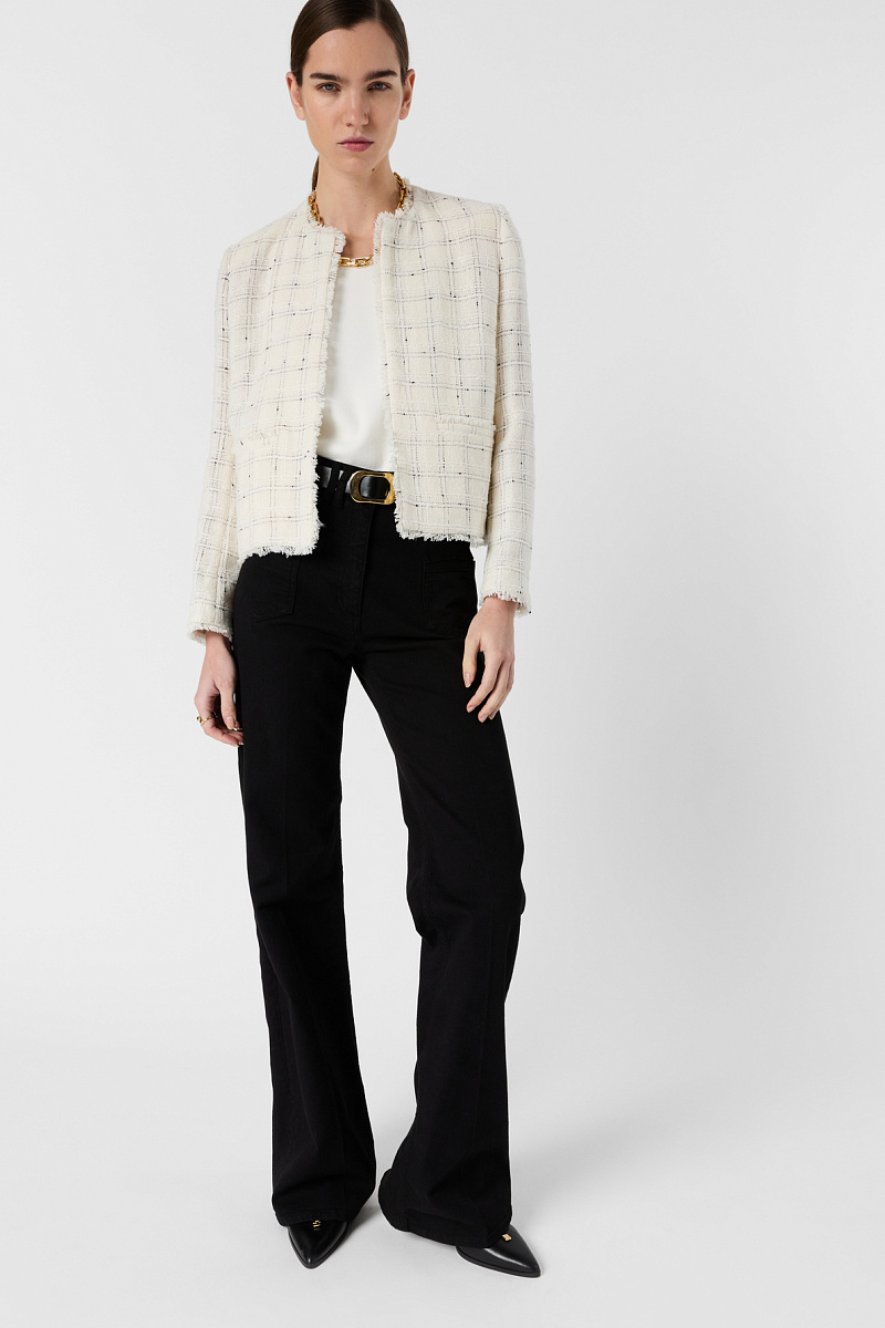 TAISSA - Твидовый жакет с бахромой в оттенке экрю
