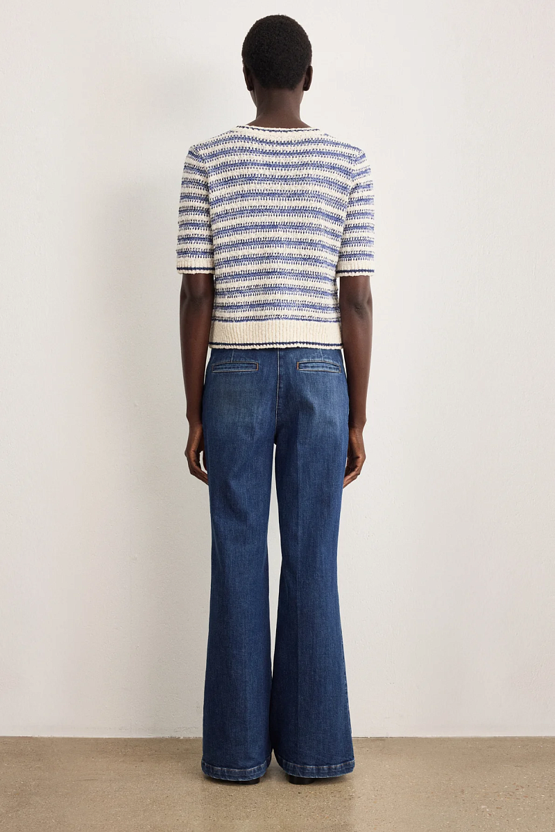 LEANE - Пуловер в полоску с V-образным вырезом и люрексом