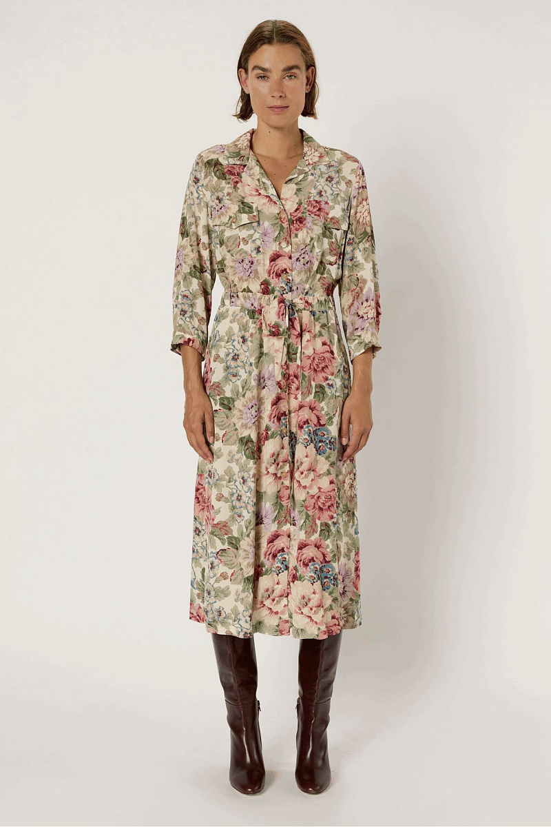 LIAN - Длинное платье-рубашка с цветочным принтом LIAN - Длинное платье-рубашка с цветочным принтом