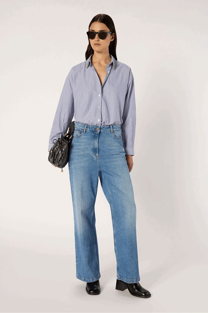 ANA - Рубашка в полоску с декоративными камнями на воротнике