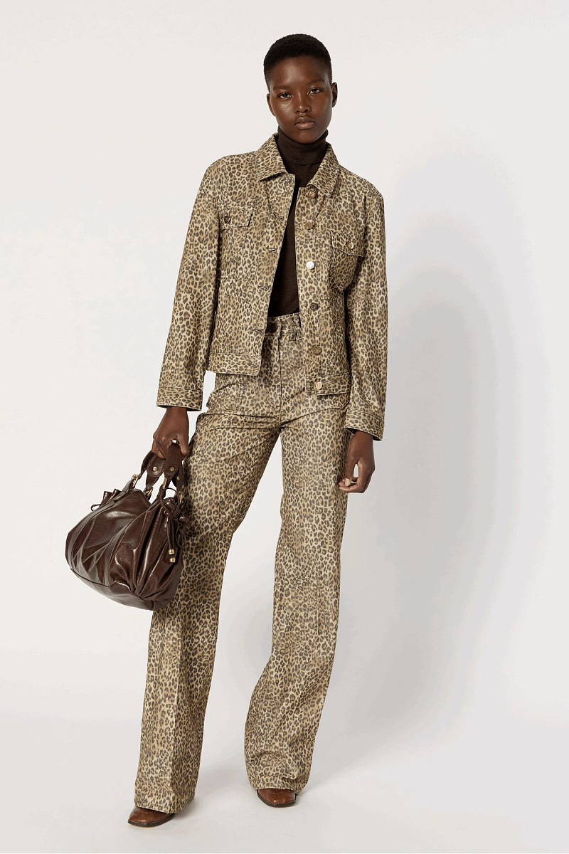 NERINE - Укороченная бархатная куртка с леопардовым принтом