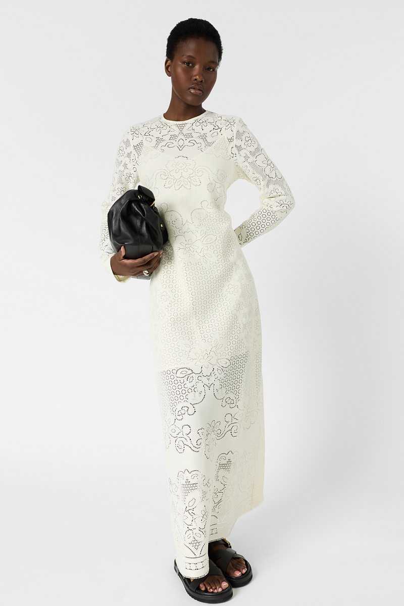 RIYANE - Белое кружевное платье в длине макси