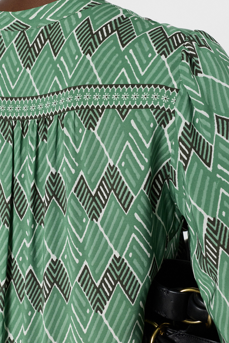 RIHAM - Зеленое платье длины макси с геометрическим принтом