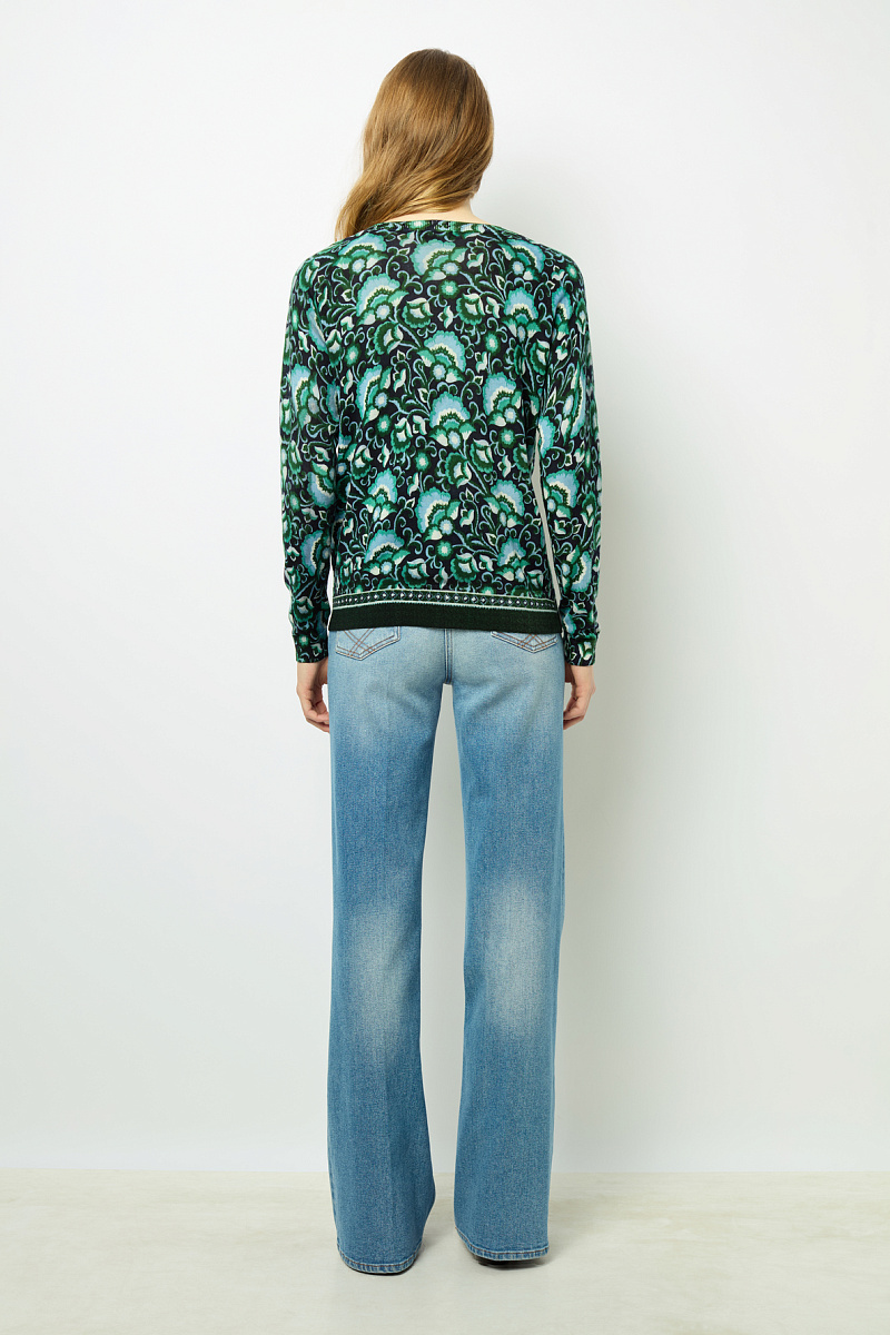 JOANA - Пуловер с принтом и круглым вырезом из тонкой шерсти