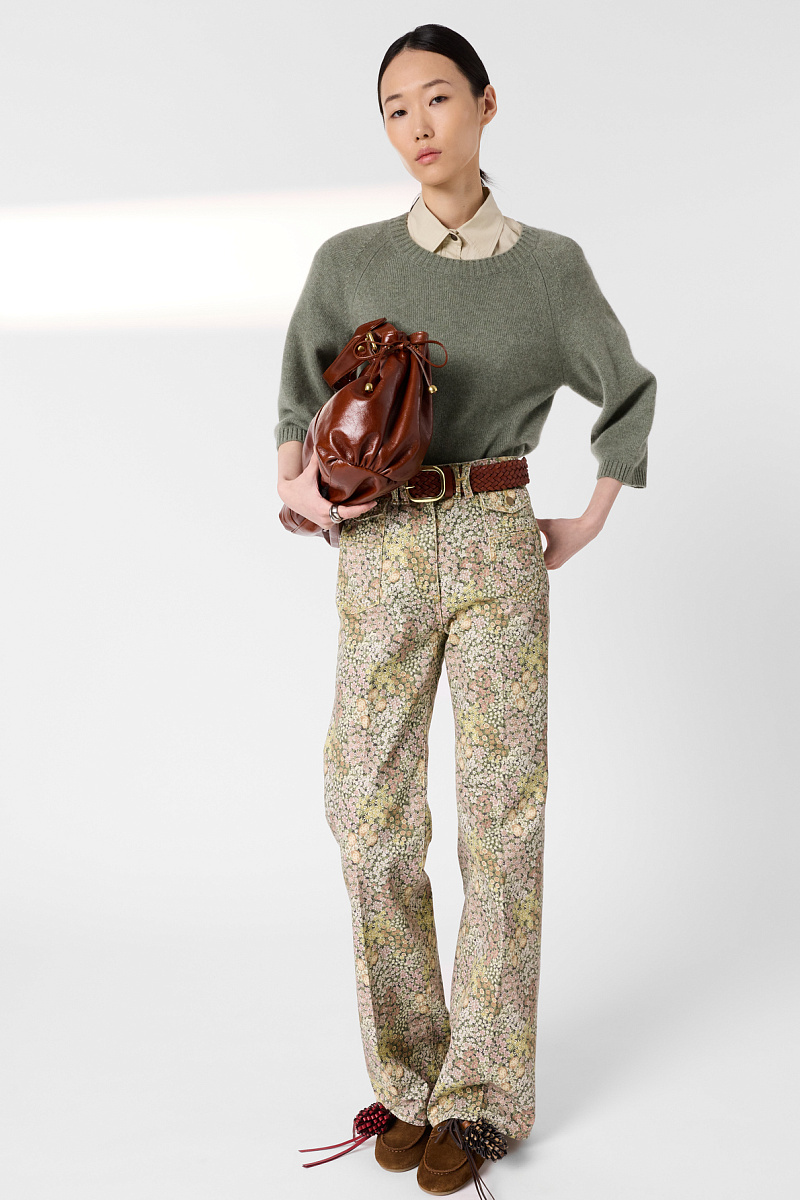 LIVIAH - Свитер с круглым вырезом из кашемира в цвете хаки