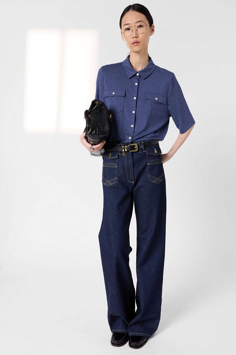 MYLA - Синяя рубашка-поло на пуговицах