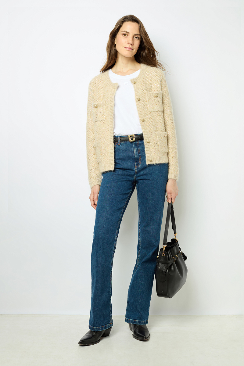 JANELLY - Теплый кардиган с пайетками