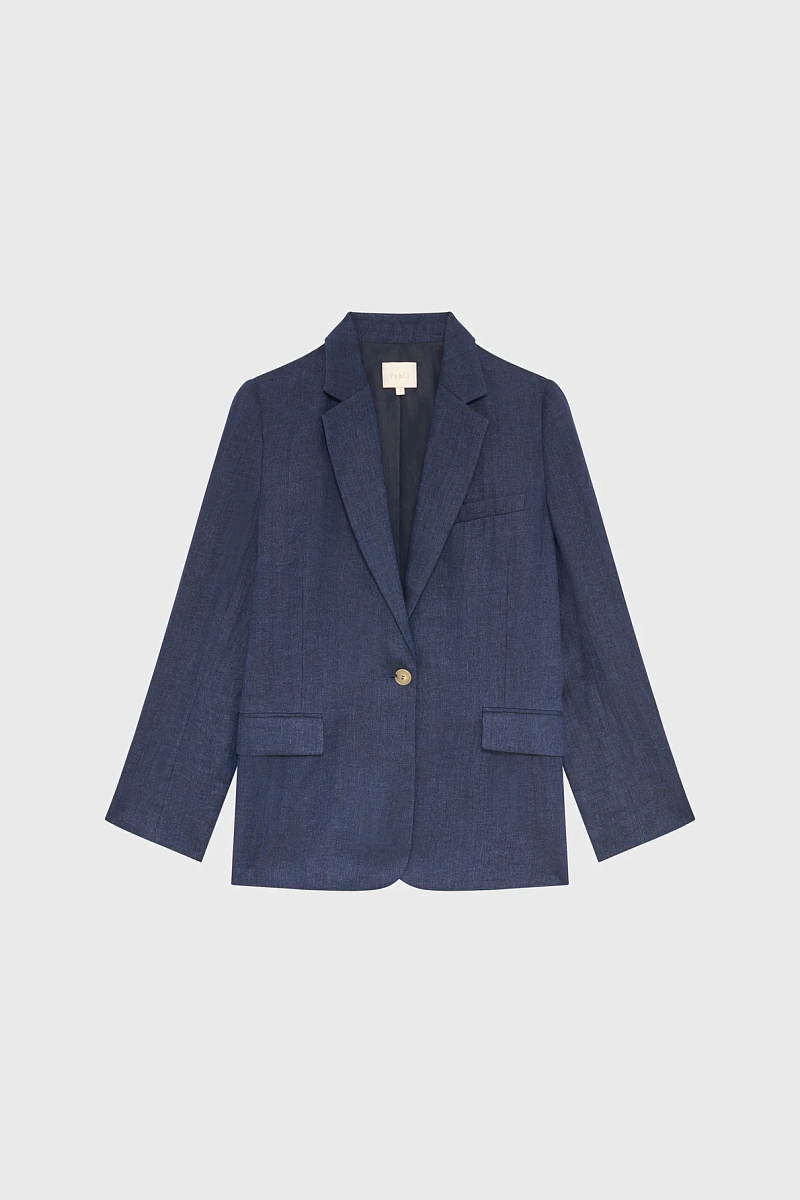 MAYSSA - Льняной жакет в елочку приталенного силуэта