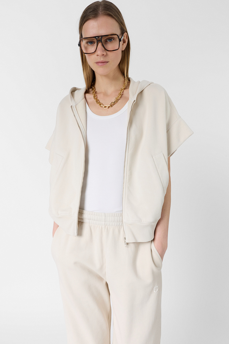 MILENE - Жилет-худи на молнии с капюшоном в цвете экрю
