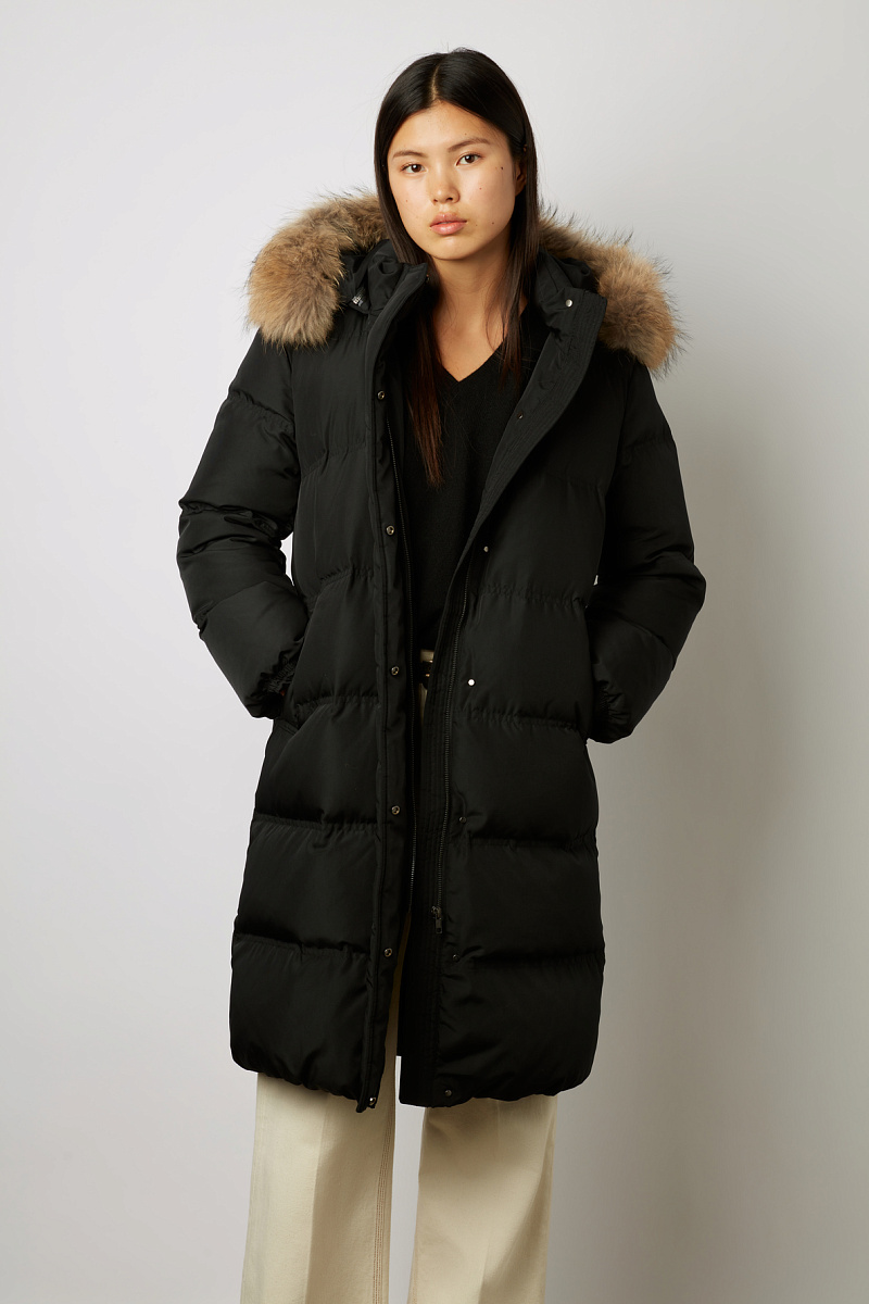 SWENN - Длинный пуховик с меховым воротником