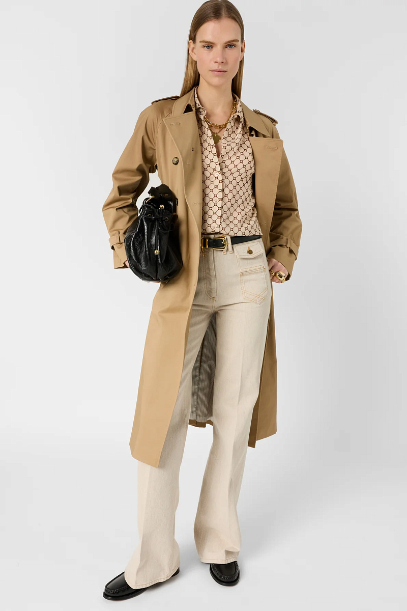 CLARIANE - Бежевая свободная рубашка с монограммой