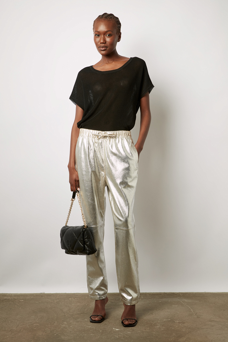 JULIETA - Брюки из кожи серебристого цвета