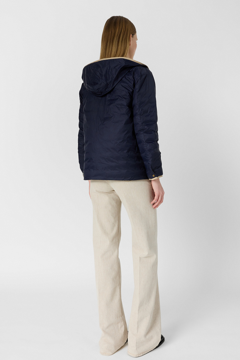 PRISCILLE - Бежевая двусторонняя пуховая куртка с капюшоном