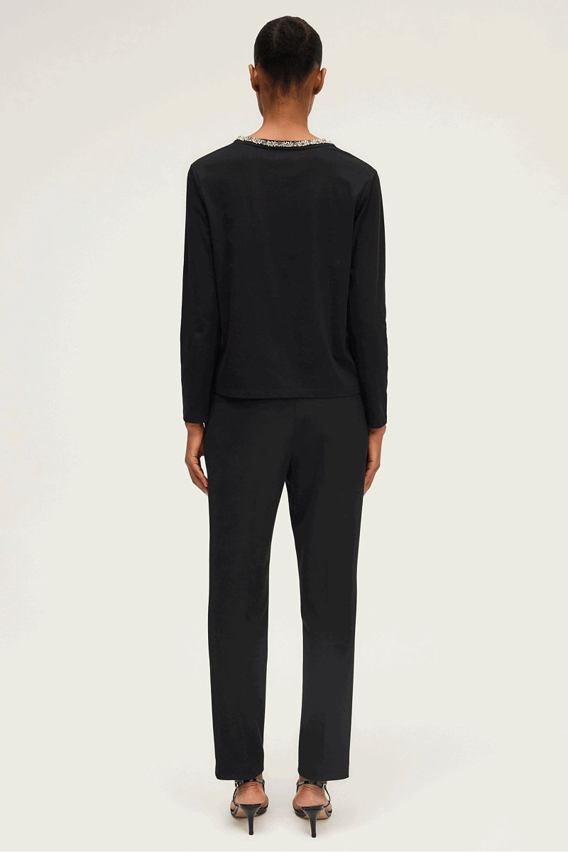 HARRIETTE - Лонгслив из 100%  хлопка со стразами HARRIETTE - Лонгслив из 100%  хлопка со стразами