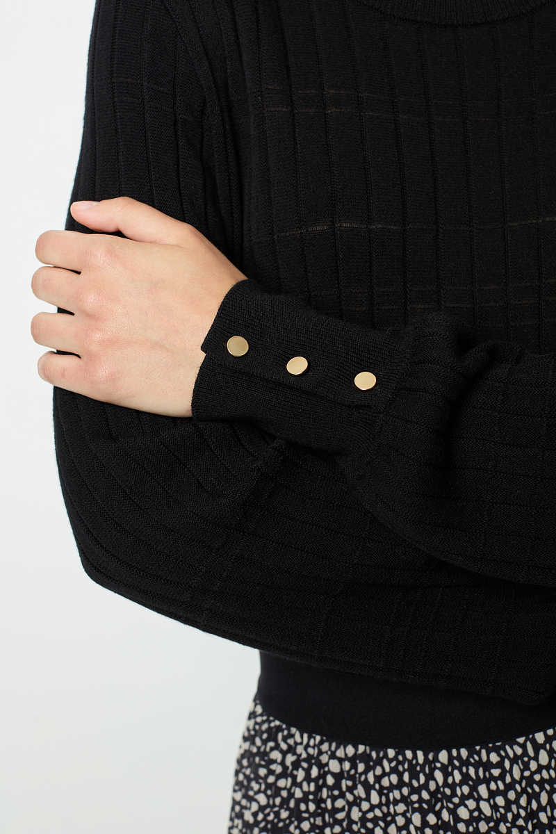 JEANNE - Джемпер черного цвета в рубчик из тонкой шерсти