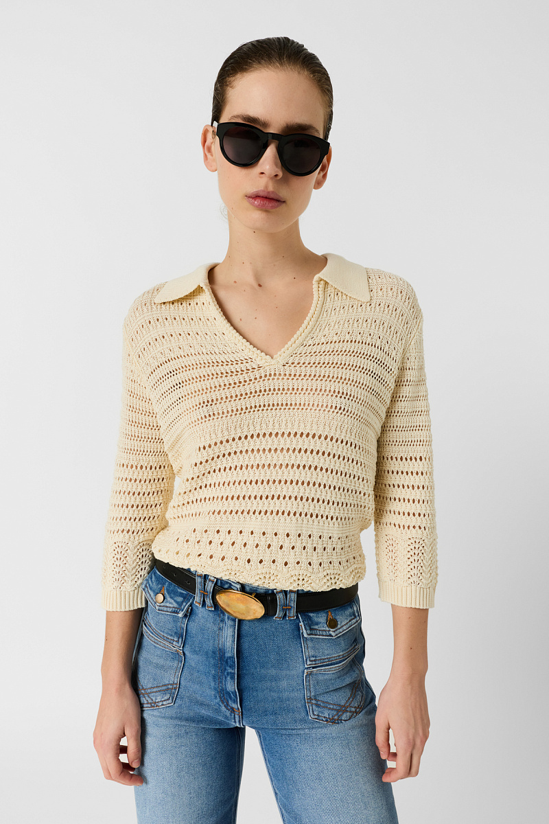 LAYLA - Бежевая вязаная поло-рубашка