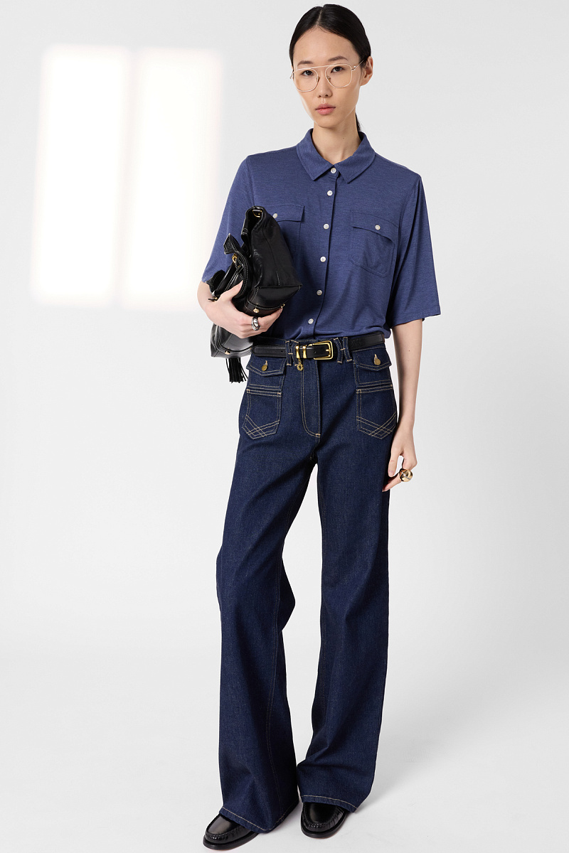 MYLA - Синяя рубашка поло на пуговицах