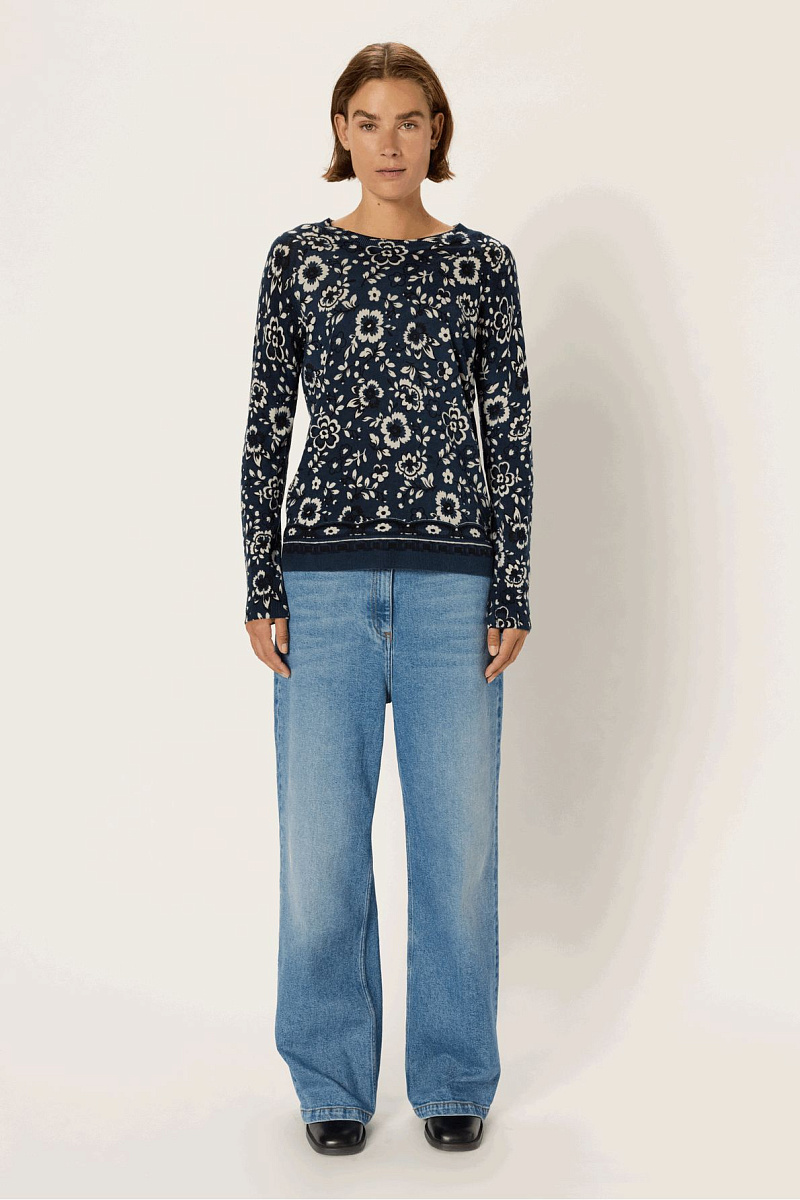 EVELINE - Джемпер из тонкой шерсти с цветочным узором
