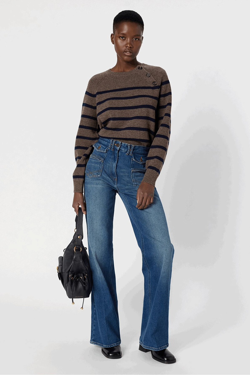 EDITH - Объемный свитер в полоску из 100% шерсти