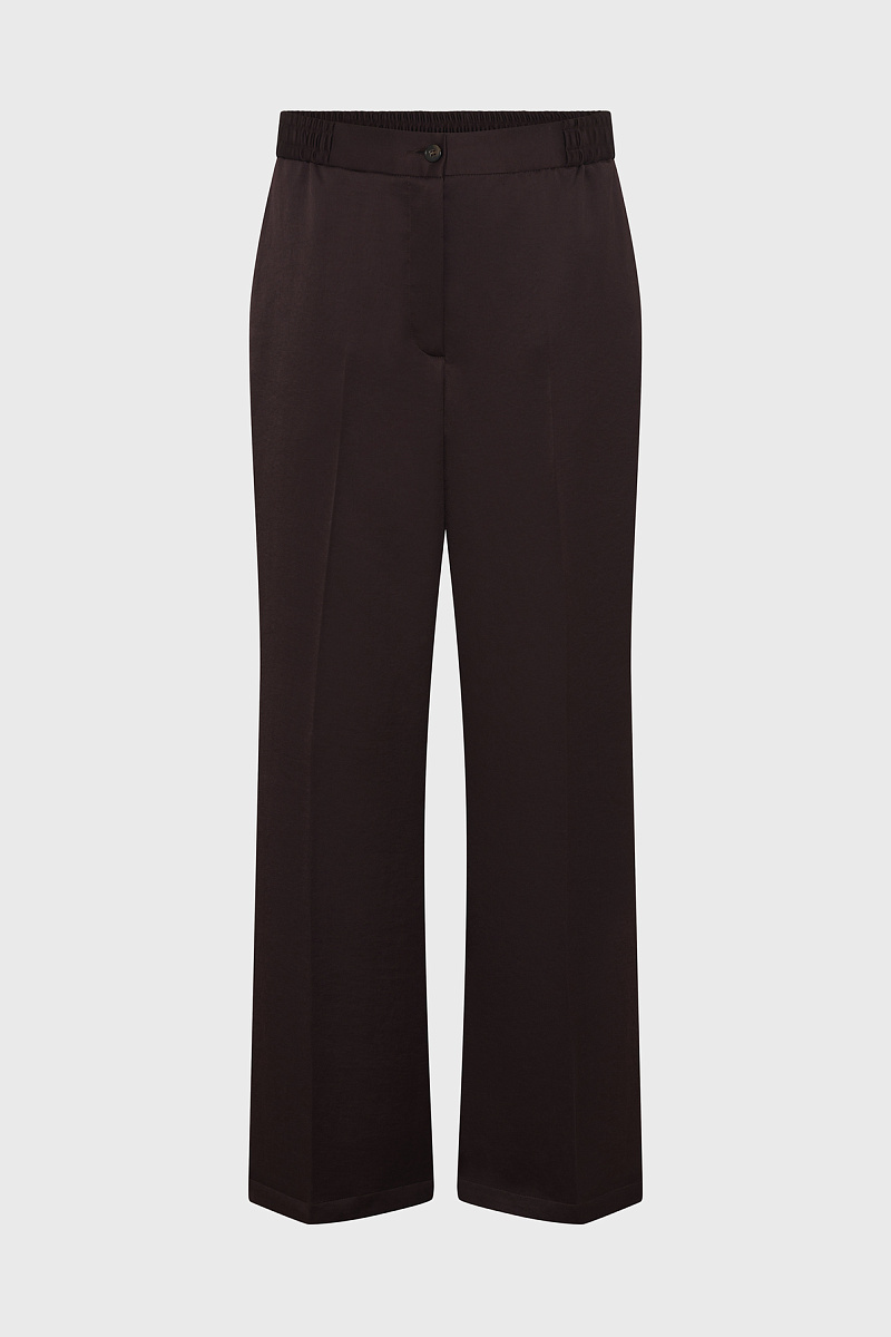AMELYA - Свободные атласные брюки шоколадного оттенка