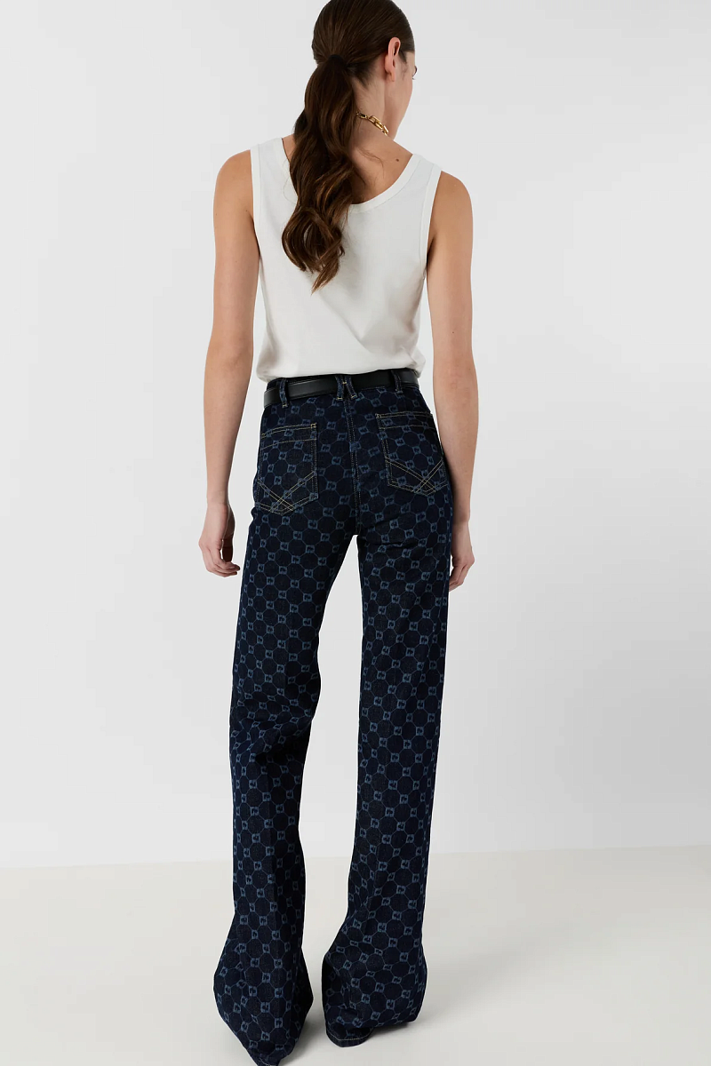 ANNA - Синие расклешенные джинсы с монограммой