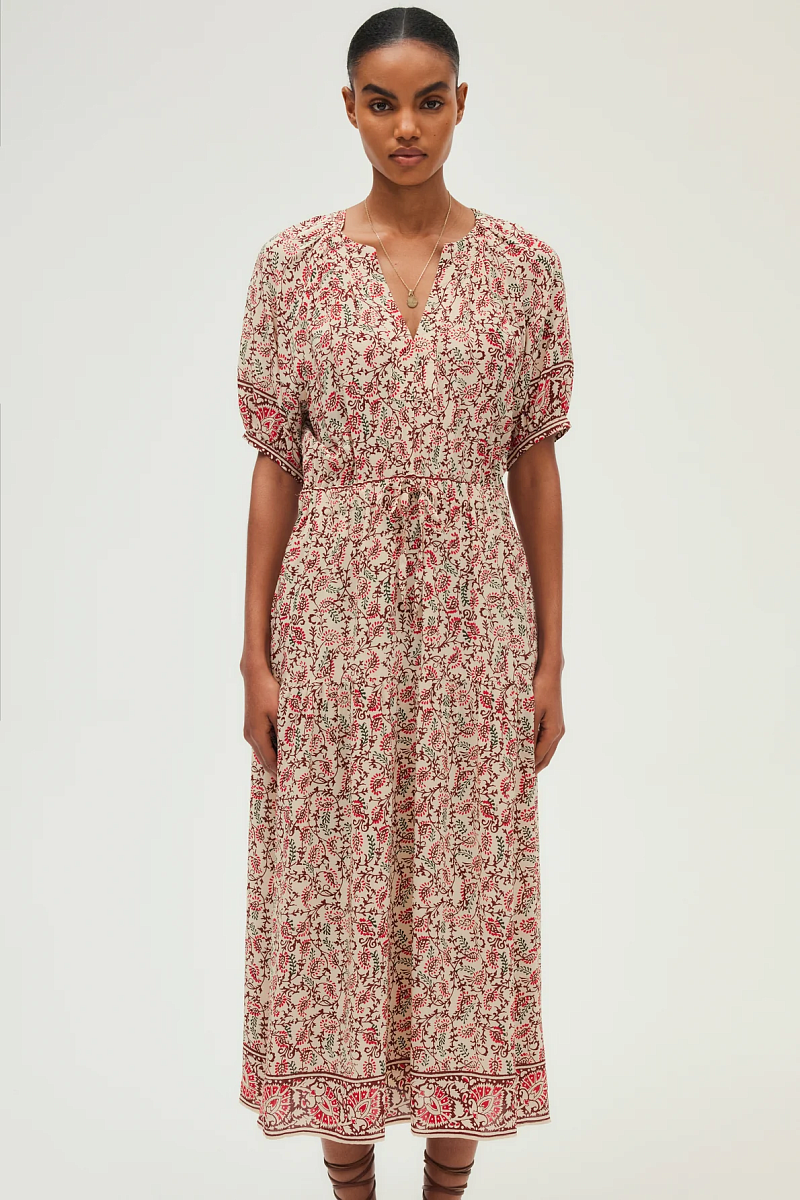 APPLE - Длинное приталенное платье с растительным принтом