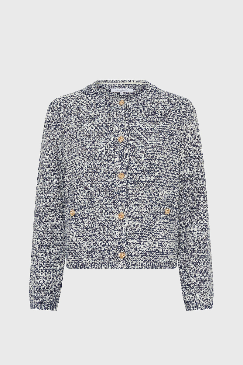 LEORA - Синий винтажный кардиган с золотистыми пуговицами