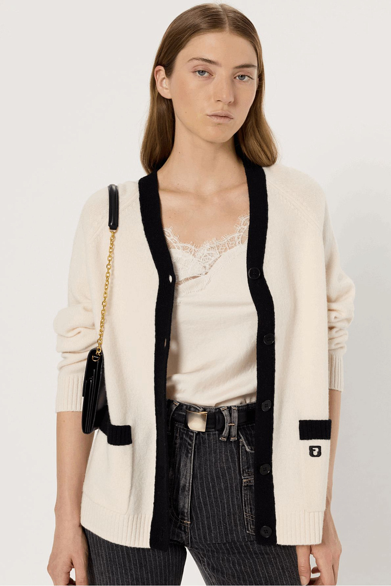 ESTER - Двухцветный кардиган из 100% шерсти