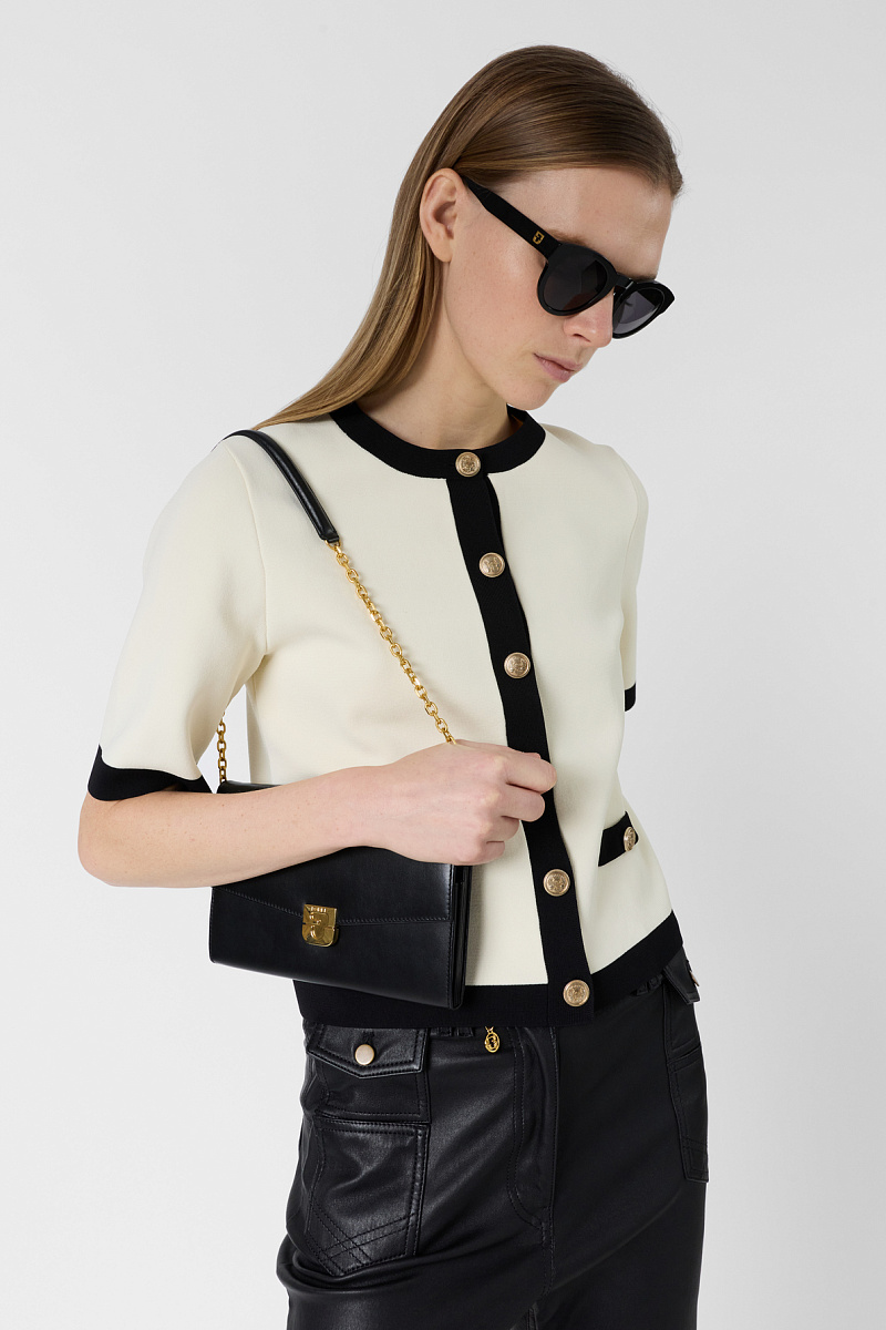 LAILA - Черно-белый вязаный жилет в ретро стиле