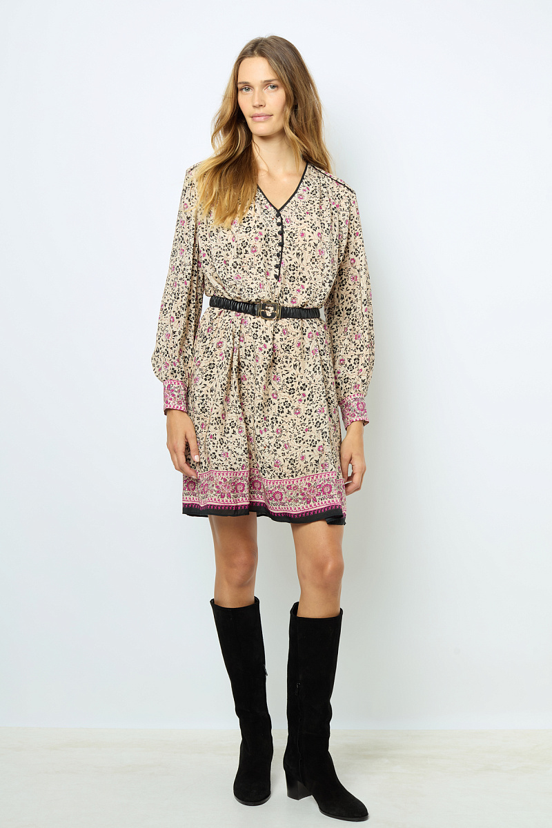 SALINE - Платье прямого кроя с принтом и V-образным вырезом