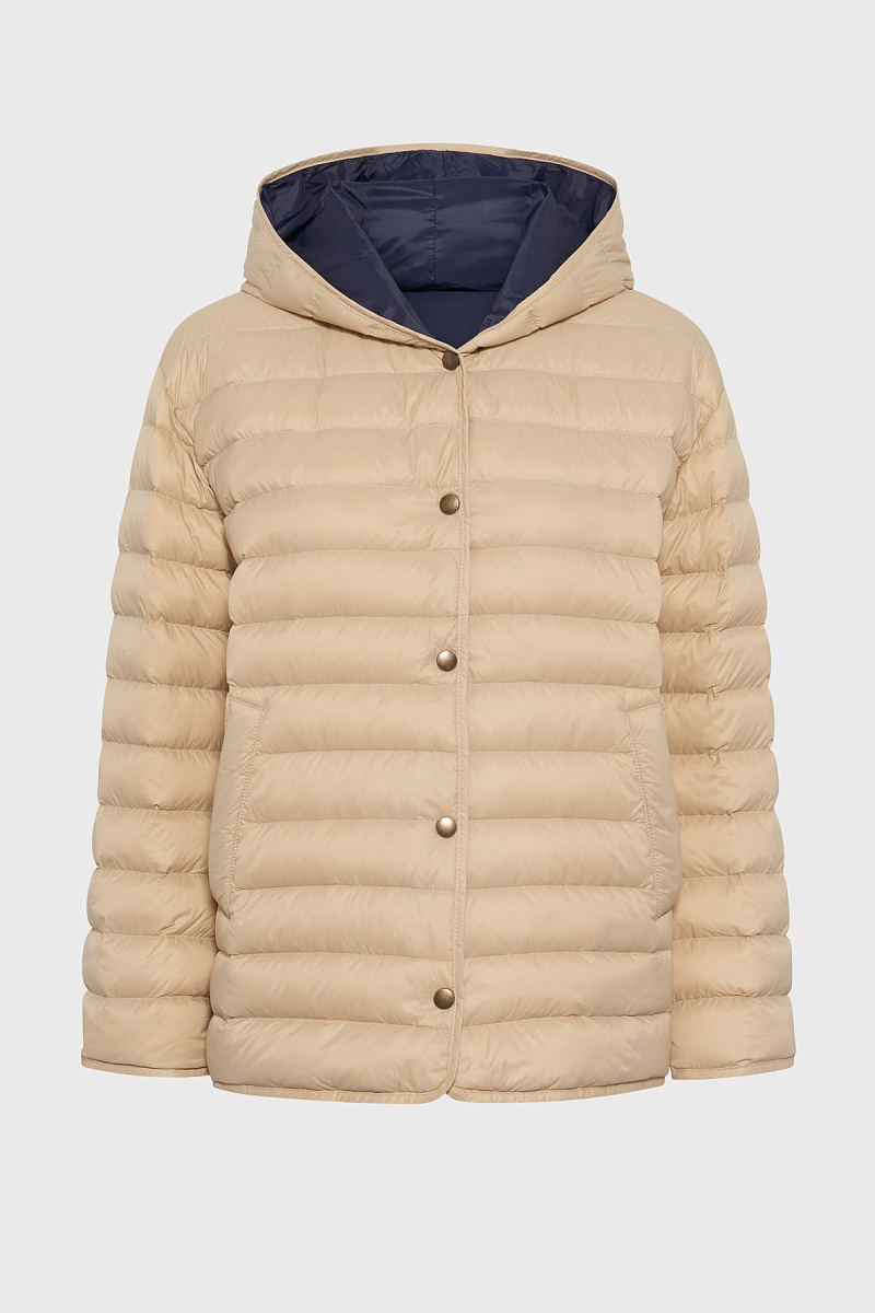 PRISCILLE - Бежевая двусторонняя пуховая куртка с капюшоном