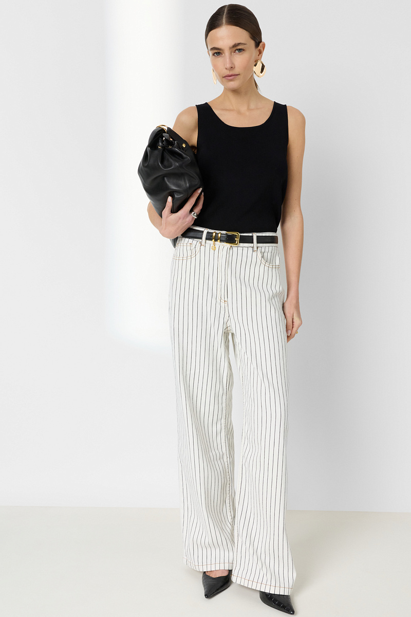 AMALIAH - Белые широкие джинсы в тонкую полоску